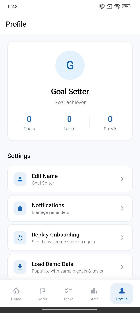 Statistics screen